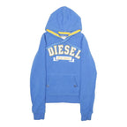 DIESEL Womens Blue Hoodie M Cotton Blend Pullover with Kangaroo Pocket