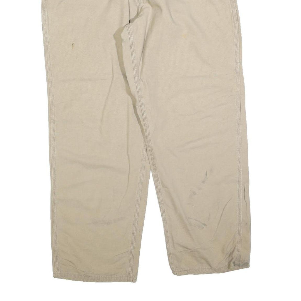 CARHARTT Mens Relaxed Beige Cotton Blend Trousers W42 L32 Workwear Zip