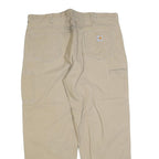 CARHARTT Mens Relaxed Beige Cotton Blend Trousers W42 L32 Workwear Zip