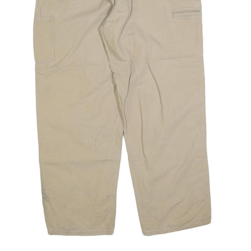 CARHARTT Mens Relaxed Beige Cotton Blend Trousers W42 L32 Workwear Zip