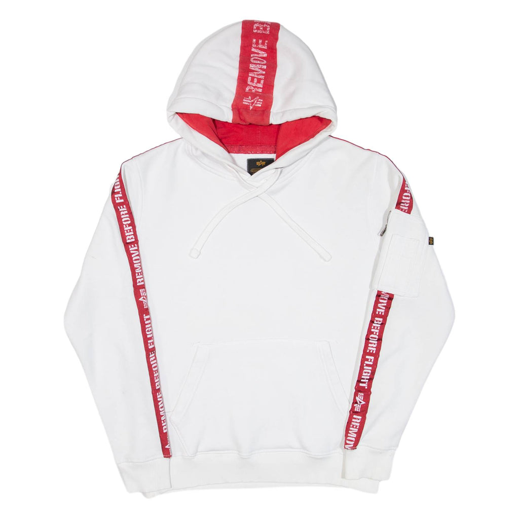 ALPHA INDUSTRIES Mens White Hoodie XS