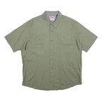 WRANGLER Mens Green & Grey Cotton Blend Short Sleeve Shirt XL Casual Utility