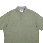 WRANGLER Mens Green & Grey Cotton Blend Short Sleeve Shirt XL Casual Utility