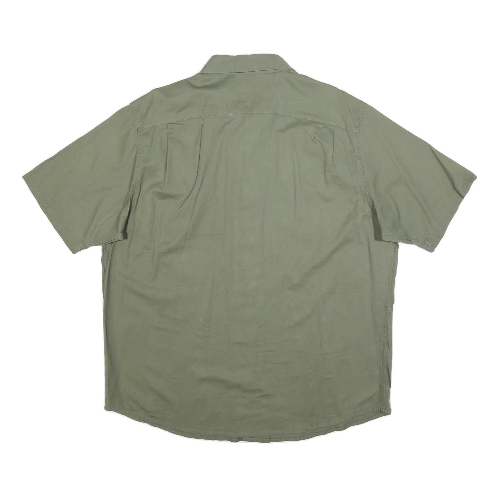 WRANGLER Mens Green & Grey Cotton Blend Short Sleeve Shirt XL Casual Utility