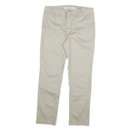 DICKIES Womens Cotton Blend Beige Slim Straight Trousers W32 L29 Workwear