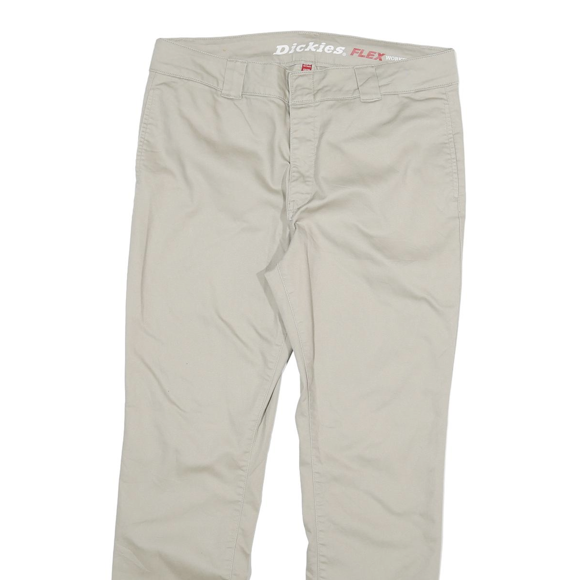 DICKIES Womens Cotton Blend Beige Slim Straight Trousers W32 L29 Workwear