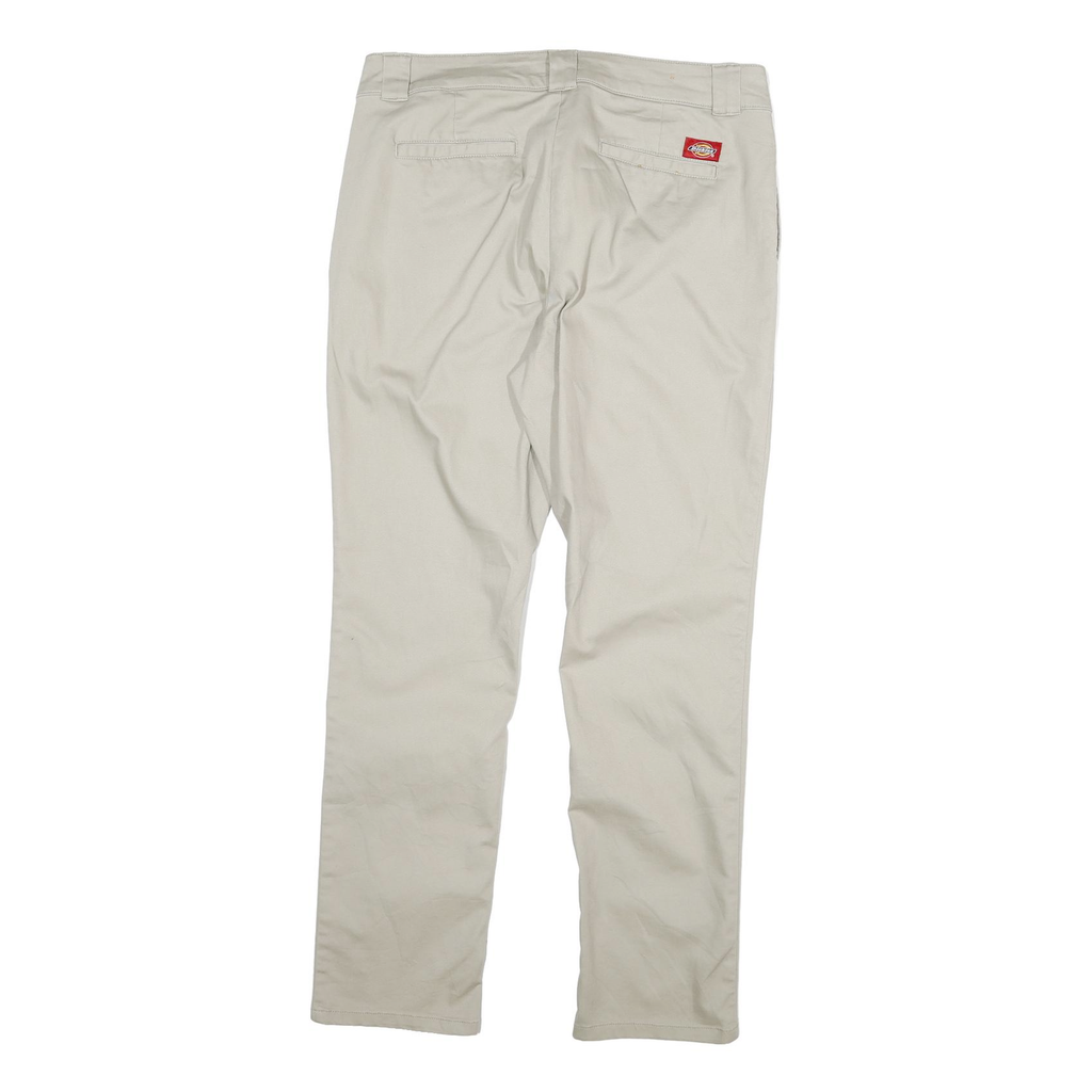 DICKIES Womens Cotton Blend Beige Slim Straight Trousers W32 L29 Workwear