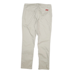 DICKIES Womens Cotton Blend Beige Slim Straight Trousers W32 L29 Workwear