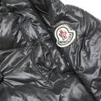 MONCLER Womens Black Down Button Coat L Polyamide Woven Plain Relaxed Fit Fur