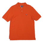 CHAPS Mens Orange Short Sleeve Plain M Cotton Blend Polo Shirt Casual Classic