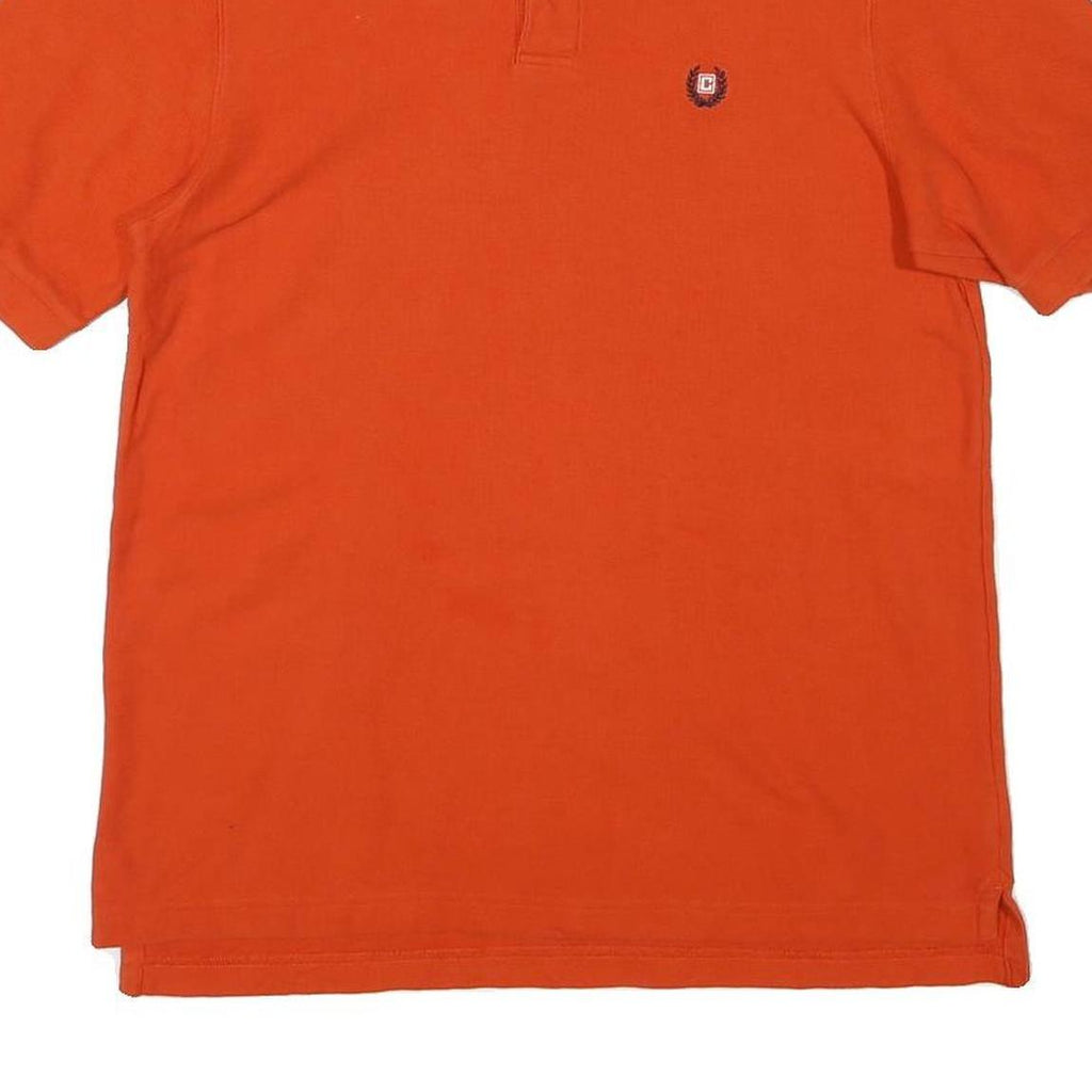 CHAPS Mens Orange Short Sleeve Plain M Cotton Blend Polo Shirt Casual Classic