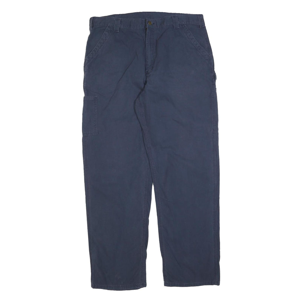 CARHARTT Mens Cotton Blend Navy Relaxed Straight Trousers W40 L34 Workwear