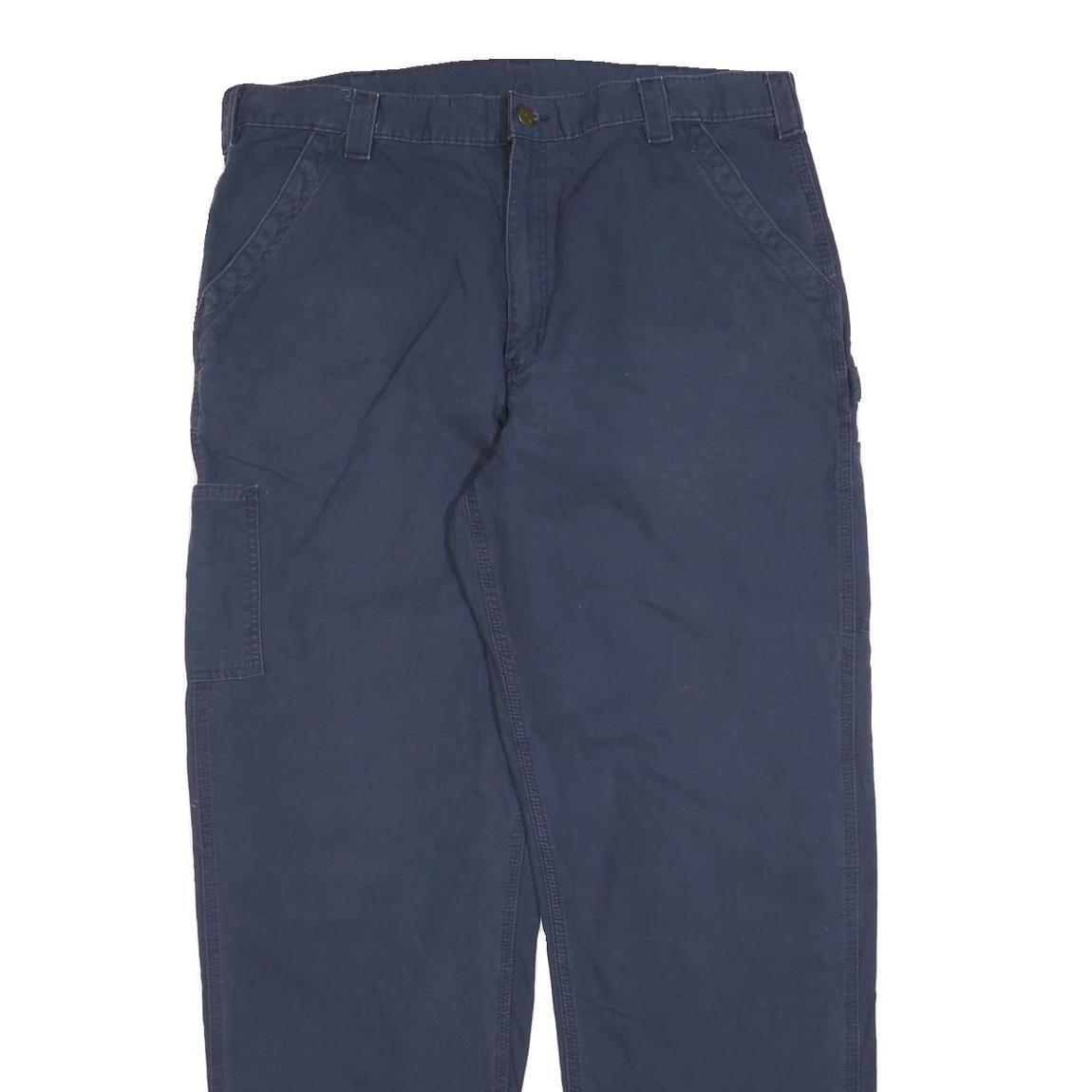 CARHARTT Mens Cotton Blend Navy Relaxed Straight Trousers W40 L34 Workwear