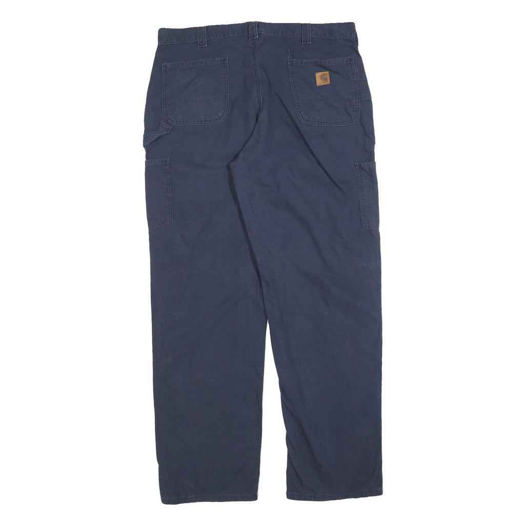 CARHARTT Mens Cotton Blend Navy Relaxed Straight Trousers W40 L34 Workwear