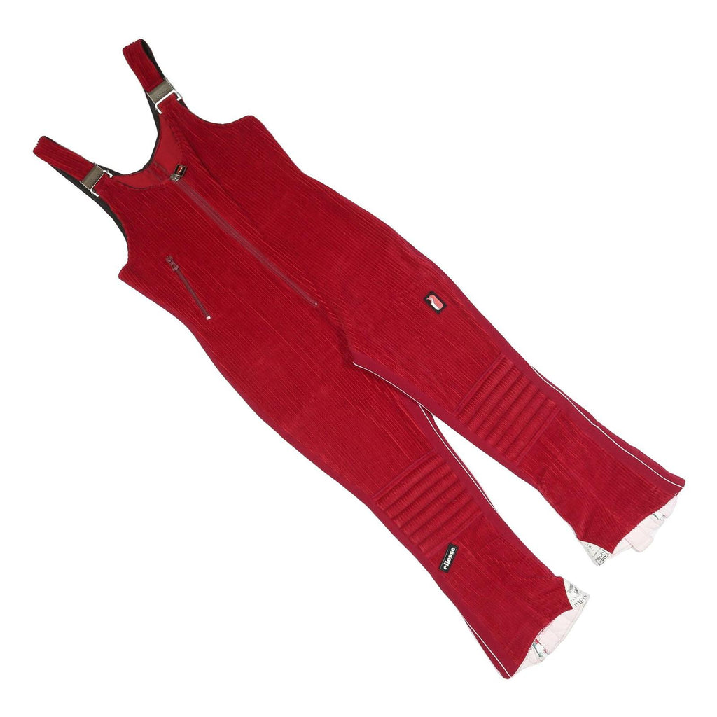 ELLESSE Womens Red Dungarees Slim Polyester Blend Corduroy S W28 L23 Zipper