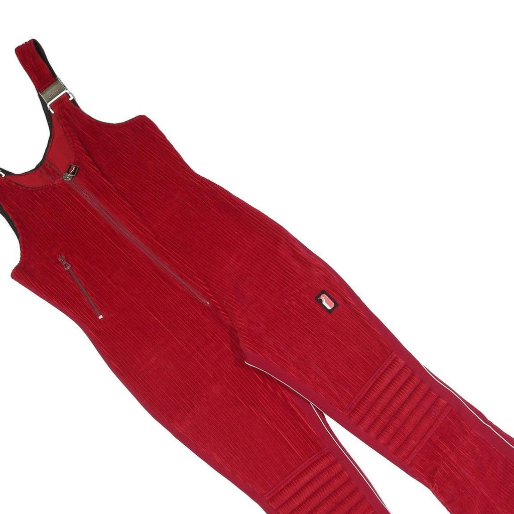 ELLESSE Womens Red Dungarees Slim Polyester Blend Corduroy S W28 L23 Zipper