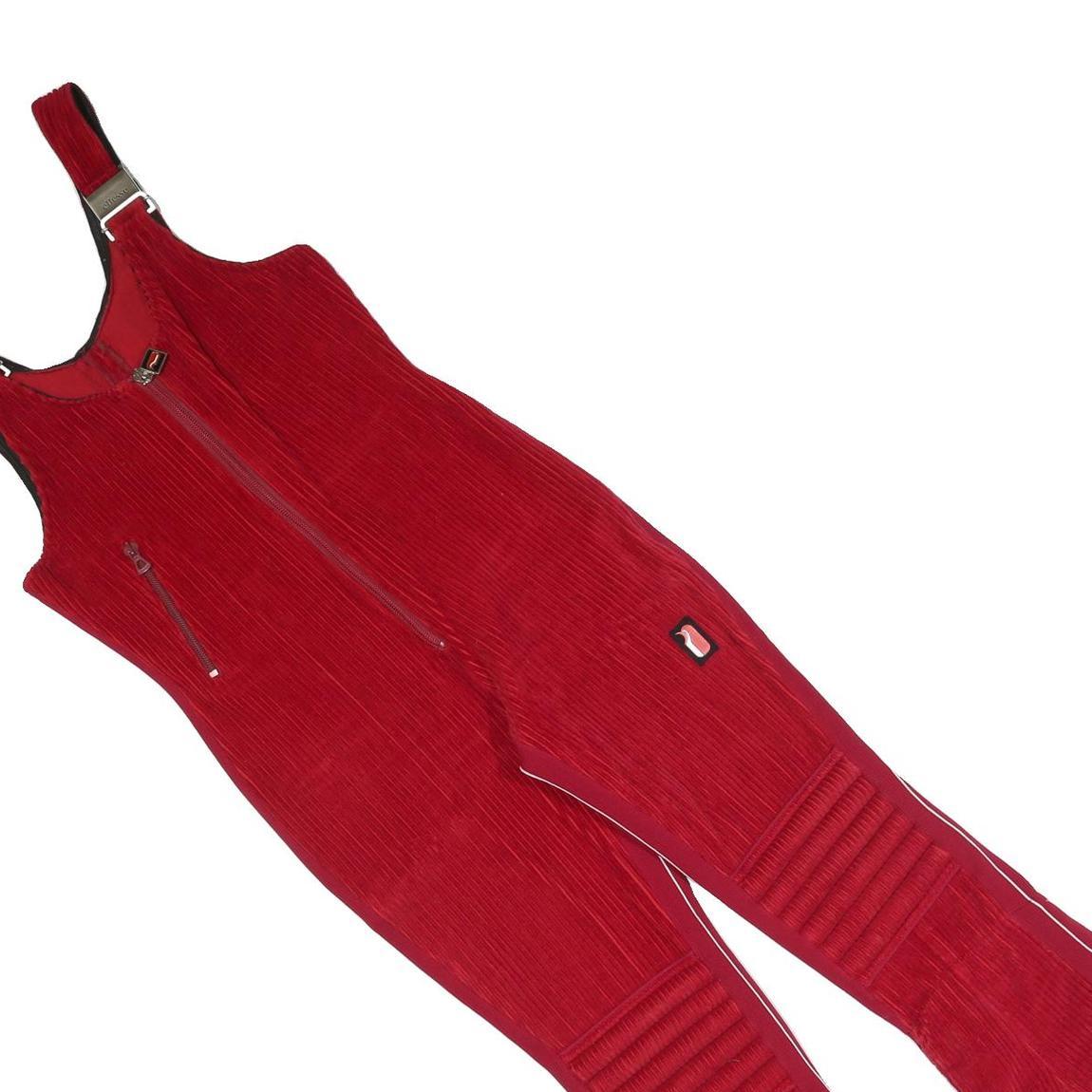ELLESSE Womens Red Dungarees Slim Polyester Blend Corduroy S W28 L23 Zipper