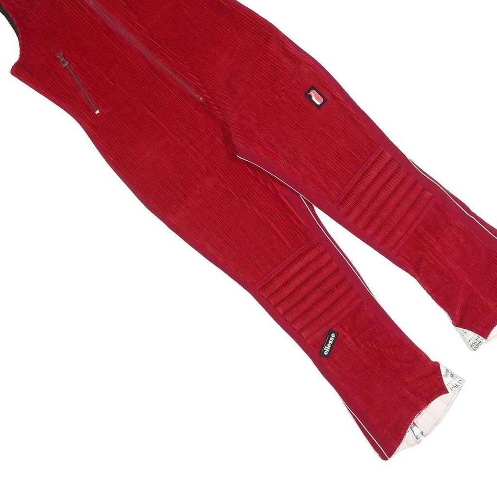 ELLESSE Womens Red Dungarees Slim Polyester Blend Corduroy S W28 L23 Zipper