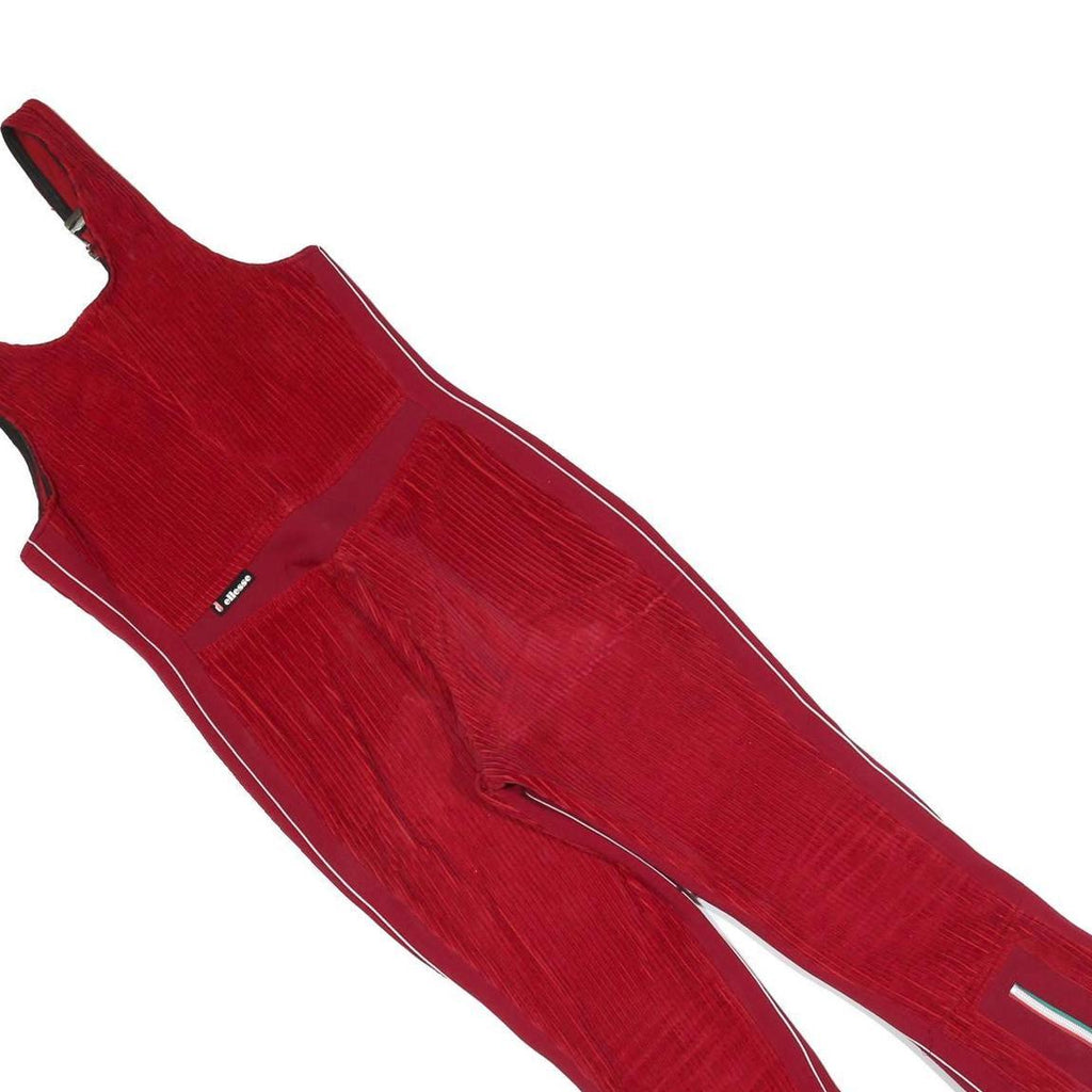 ELLESSE Womens Red Dungarees Slim Polyester Blend Corduroy S W28 L23 Zipper