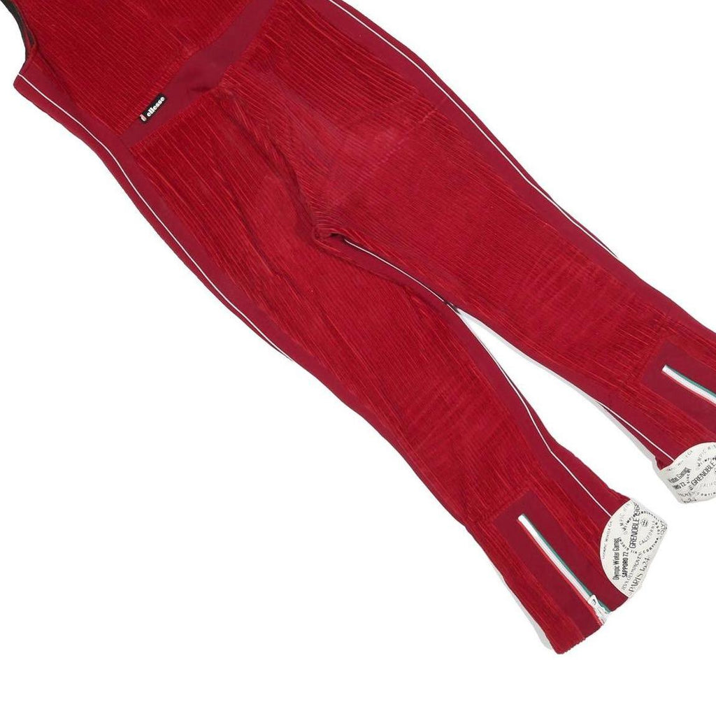 ELLESSE Womens Red Dungarees Slim Polyester Blend Corduroy S W28 L23 Zipper