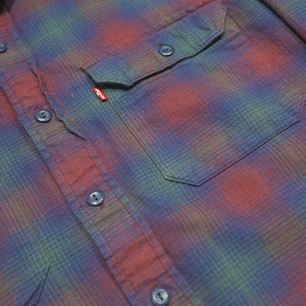 LEVI'S Mens Blue & Red Cotton Check Shirt M Button Front Long Sleeve Casual