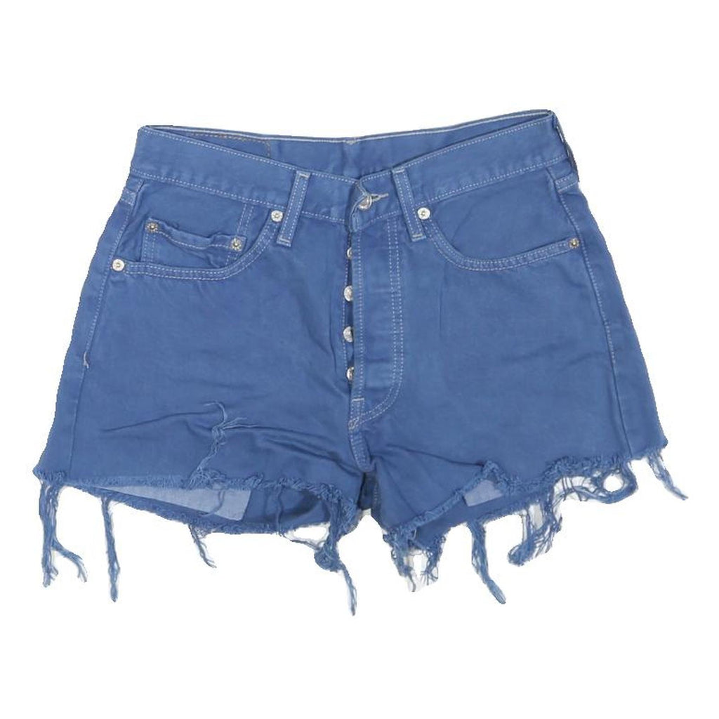 LEVI'S Womens Shorts Blue Casual S W28 Distressed Raw Hem Buttons