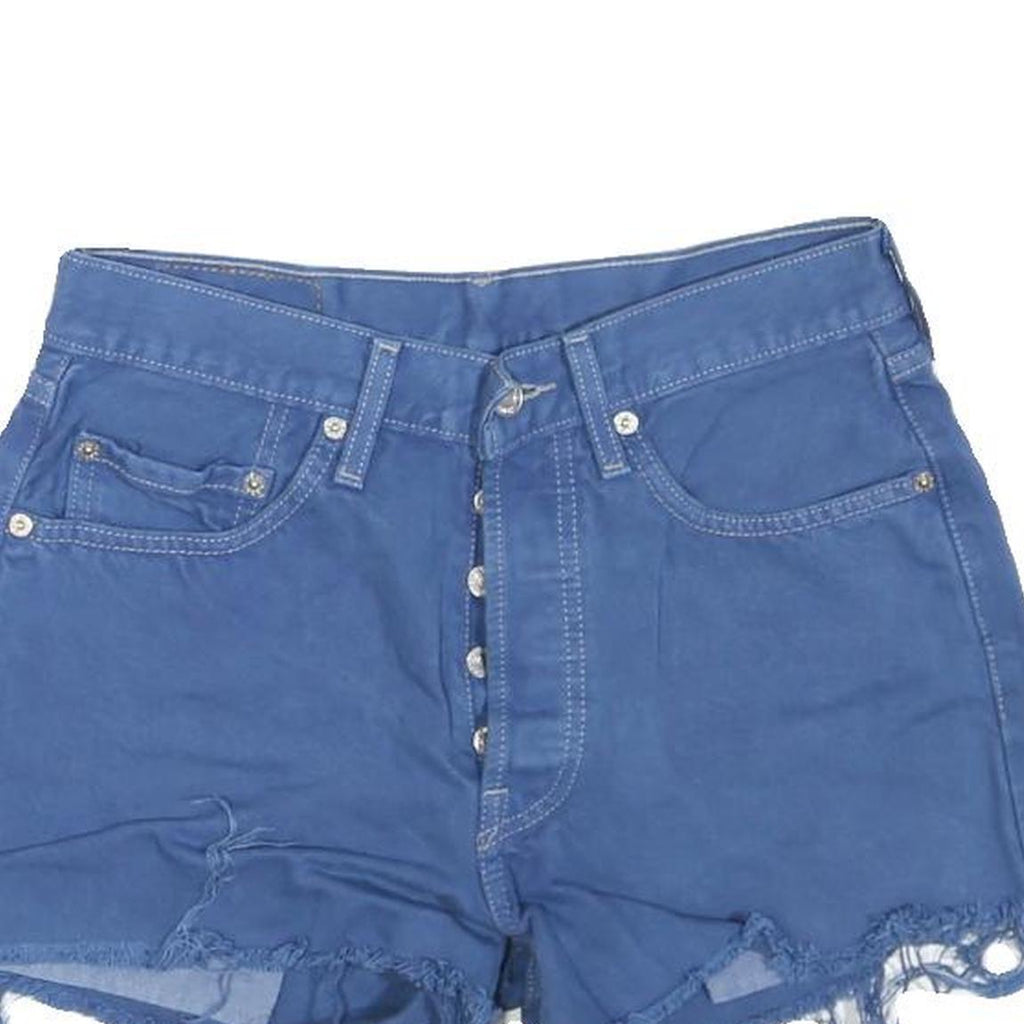 LEVI'S Womens Shorts Blue Casual S W28 Distressed Raw Hem Buttons