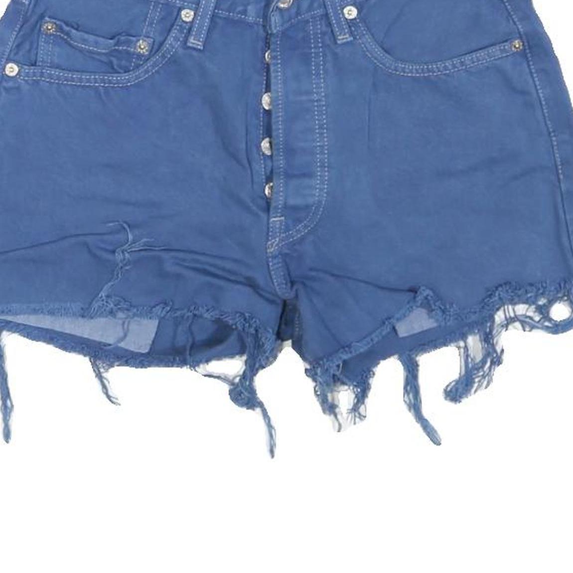 LEVI'S Womens Shorts Blue Casual S W28 Distressed Raw Hem Buttons