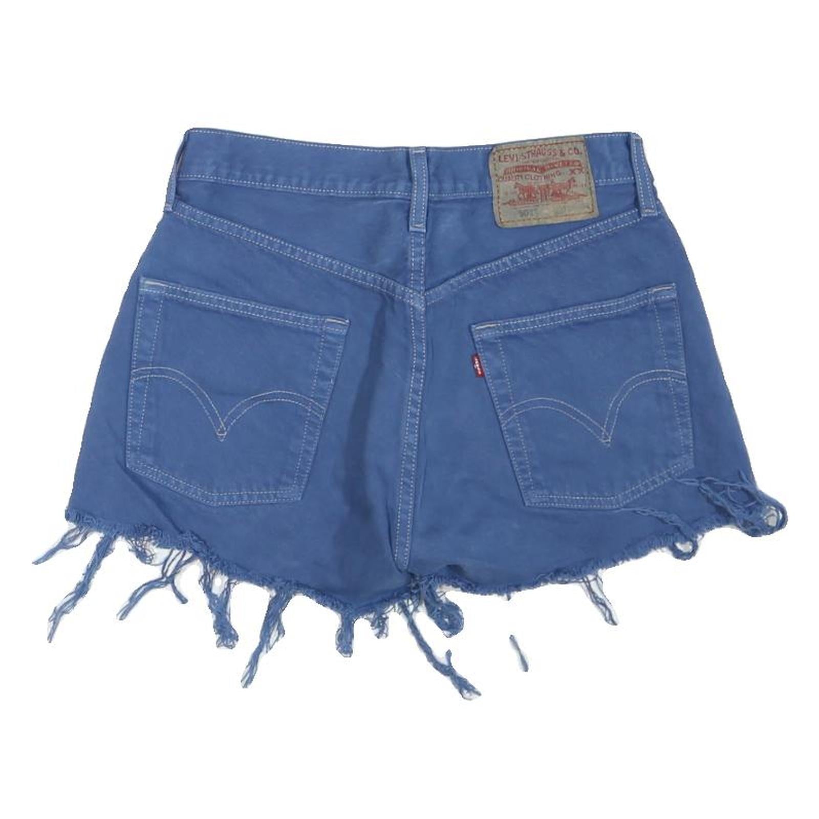 LEVI'S Womens Shorts Blue Casual S W28 Distressed Raw Hem Buttons