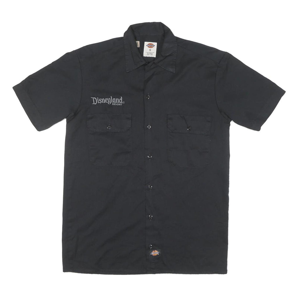 DICKIES Mens Black Disneyland Resort Work Shirt S Cotton Blend Short Sleeve