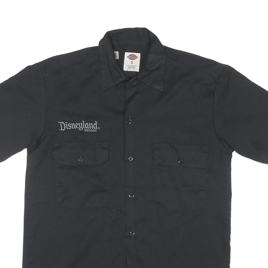 DICKIES Mens Black Disneyland Resort Work Shirt S Cotton Blend Short Sleeve