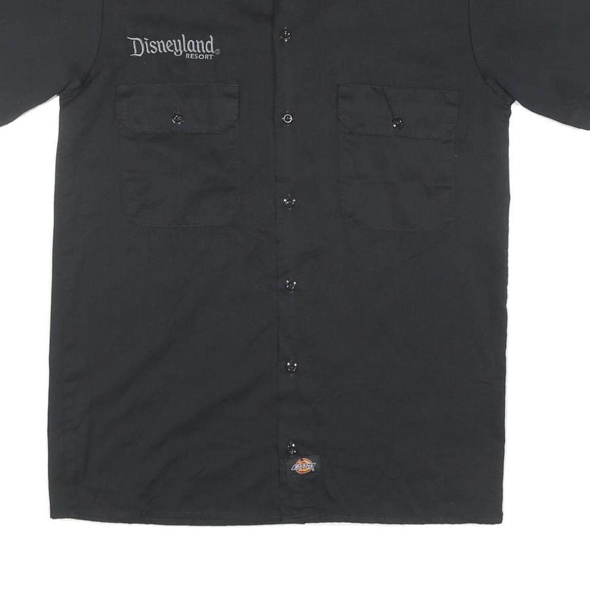 DICKIES Mens Black Disneyland Resort Work Shirt S Cotton Blend Short Sleeve