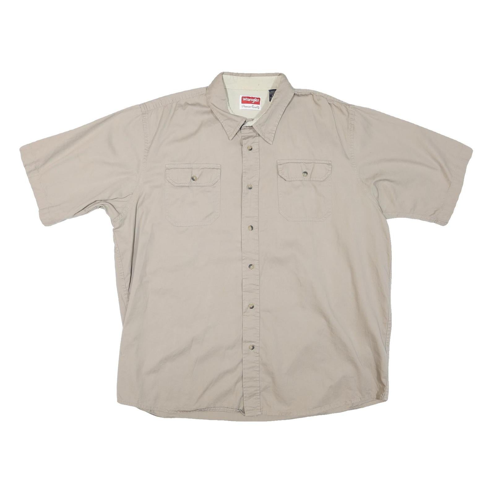 WRANGLER Mens Beige Short Sleeve Shirt M Cotton Blend Casual Button Up