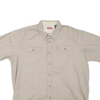WRANGLER Mens Beige Short Sleeve Shirt M Cotton Blend Casual Button Up
