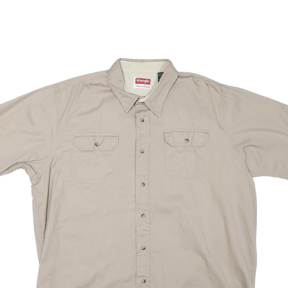 WRANGLER Mens Beige Short Sleeve Shirt M Cotton Blend Casual Button Up