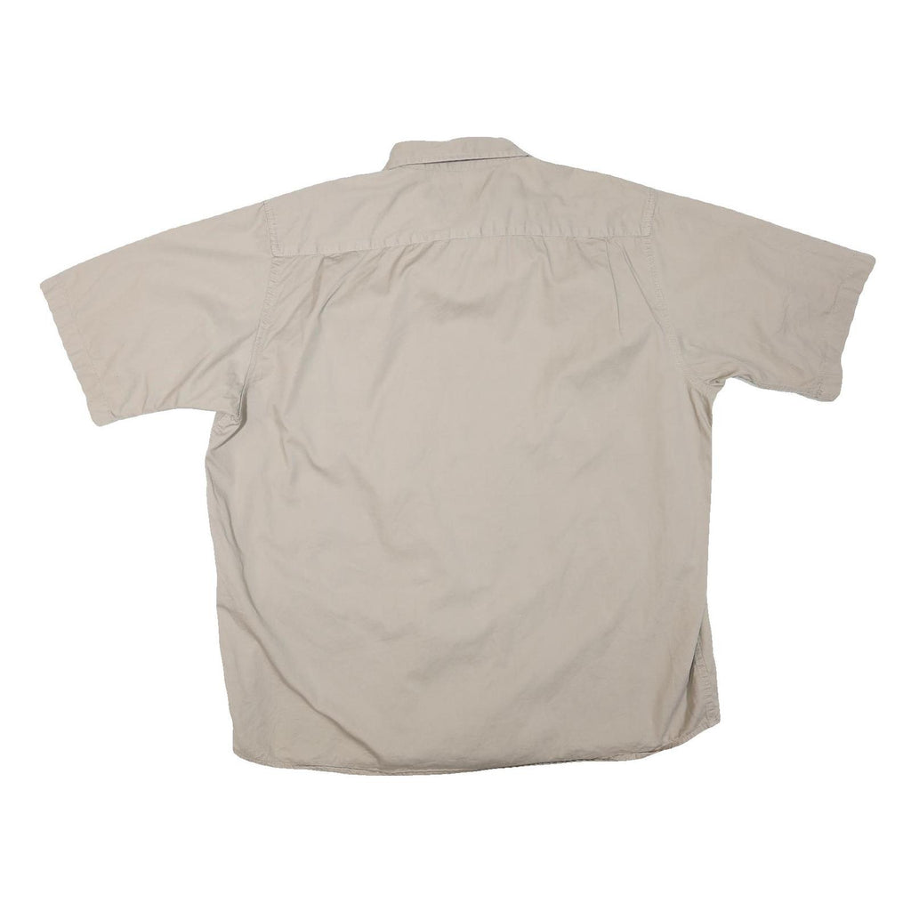 WRANGLER Mens Beige Short Sleeve Shirt M Cotton Blend Casual Button Up