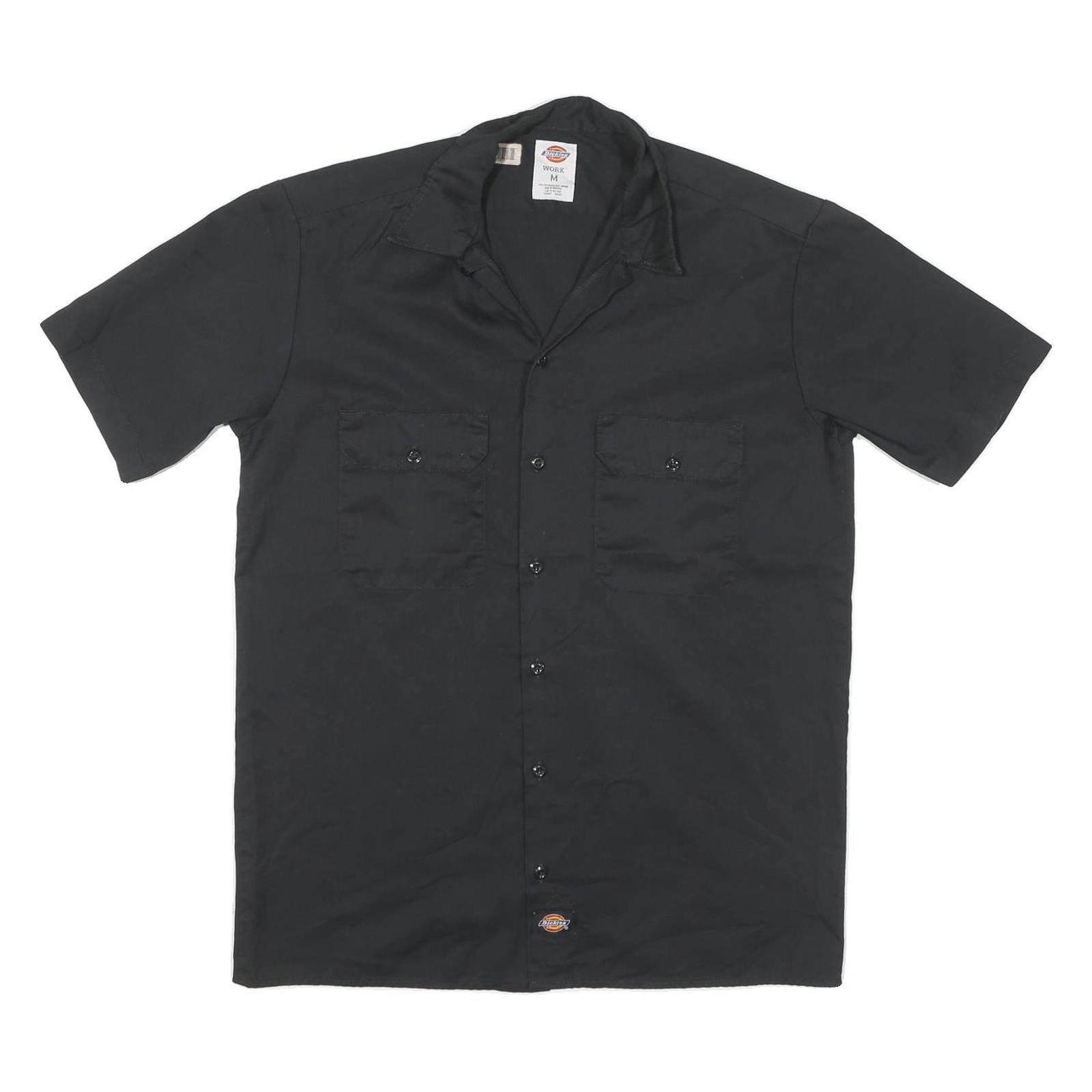 DICKIES Mens Black Work Shirt Cotton Blend Short Sleeve M Utility Casual