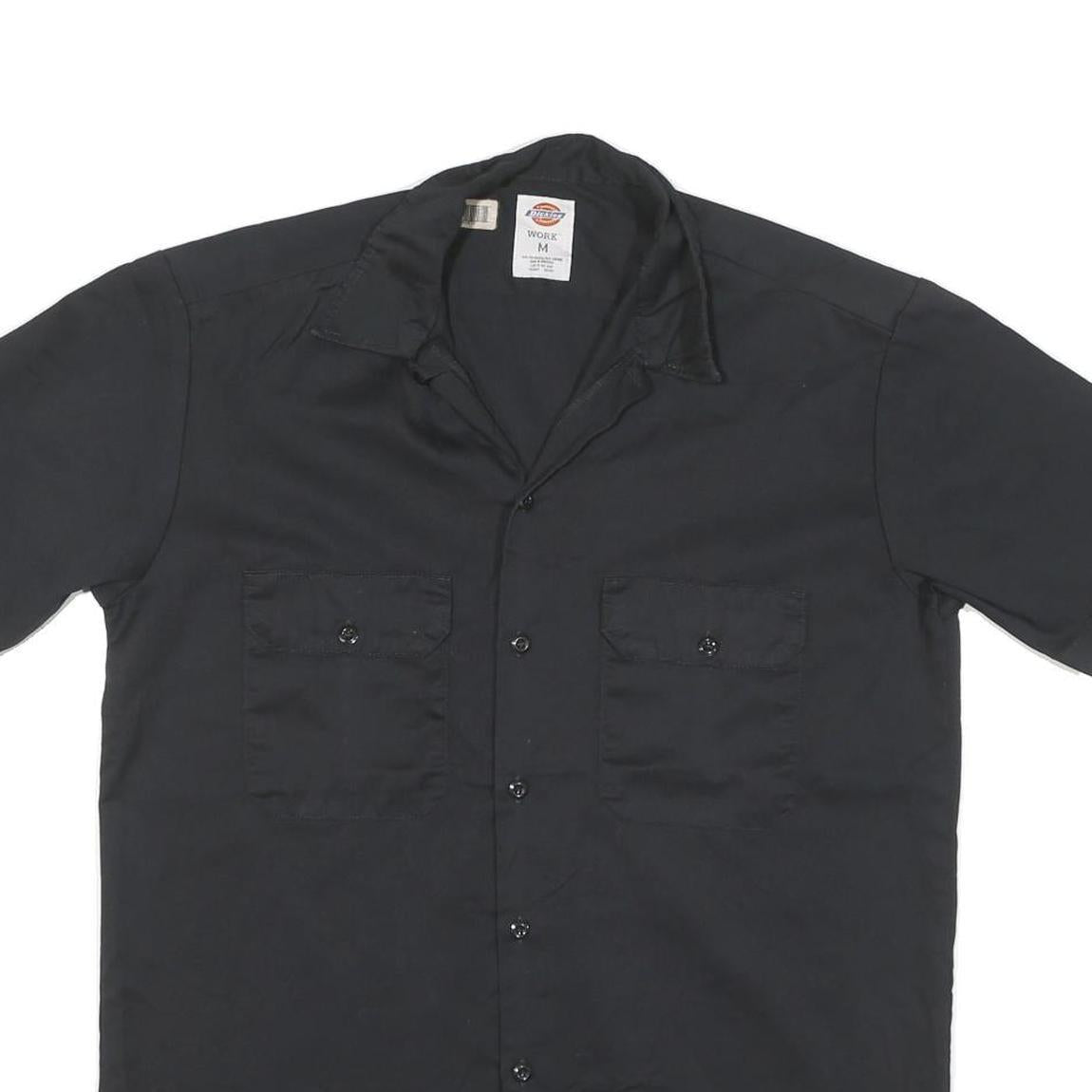 DICKIES Mens Black Work Shirt Cotton Blend Short Sleeve M Utility Casual