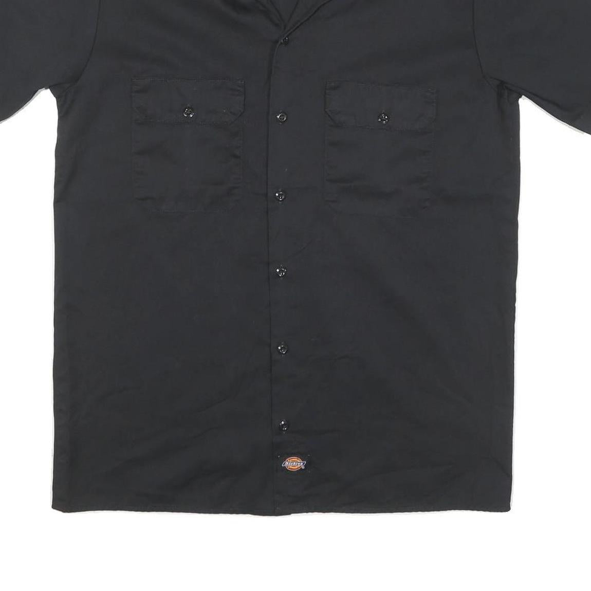 DICKIES Mens Black Work Shirt Cotton Blend Short Sleeve M Utility Casual