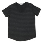 REISS Womens Black Printed Top Short Sleeve V Neck M Stylish Comfortable