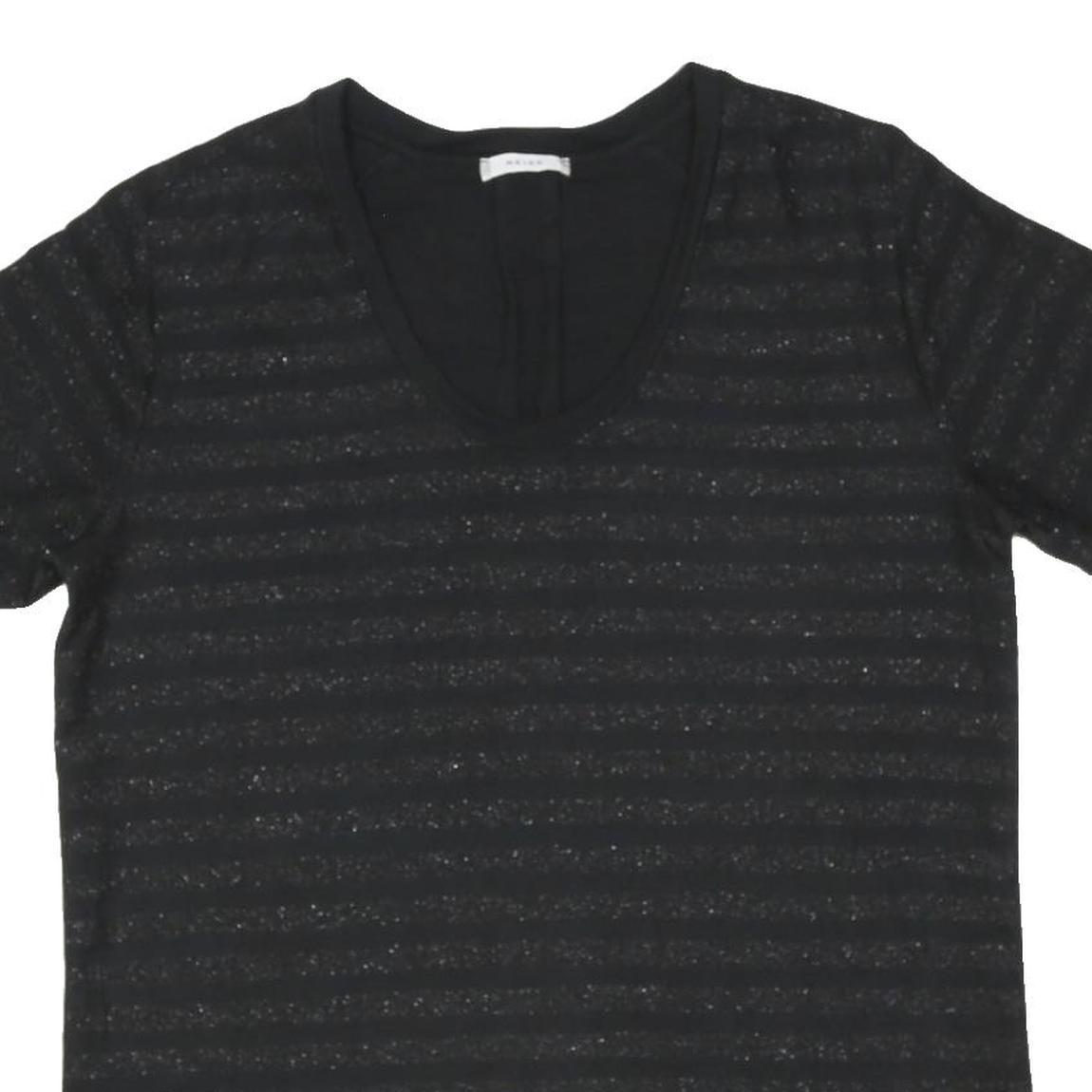 REISS Womens Black Printed Top Short Sleeve V Neck M Stylish Comfortable