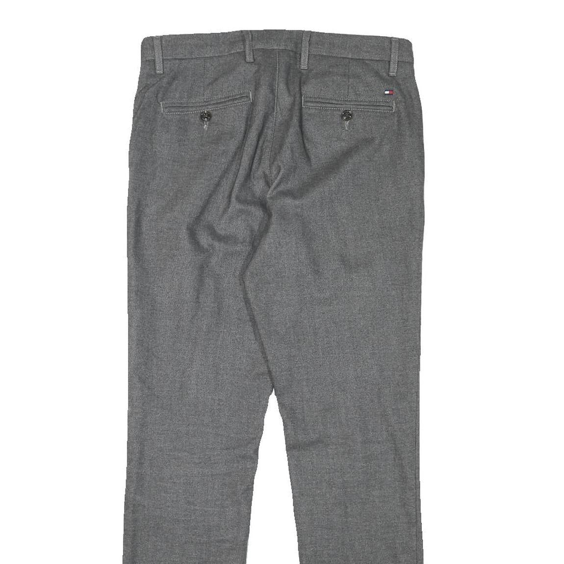TOMMY HILFIGER Mens Grey Slim Straight Trousers Cotton Blend W30 L30 Formal