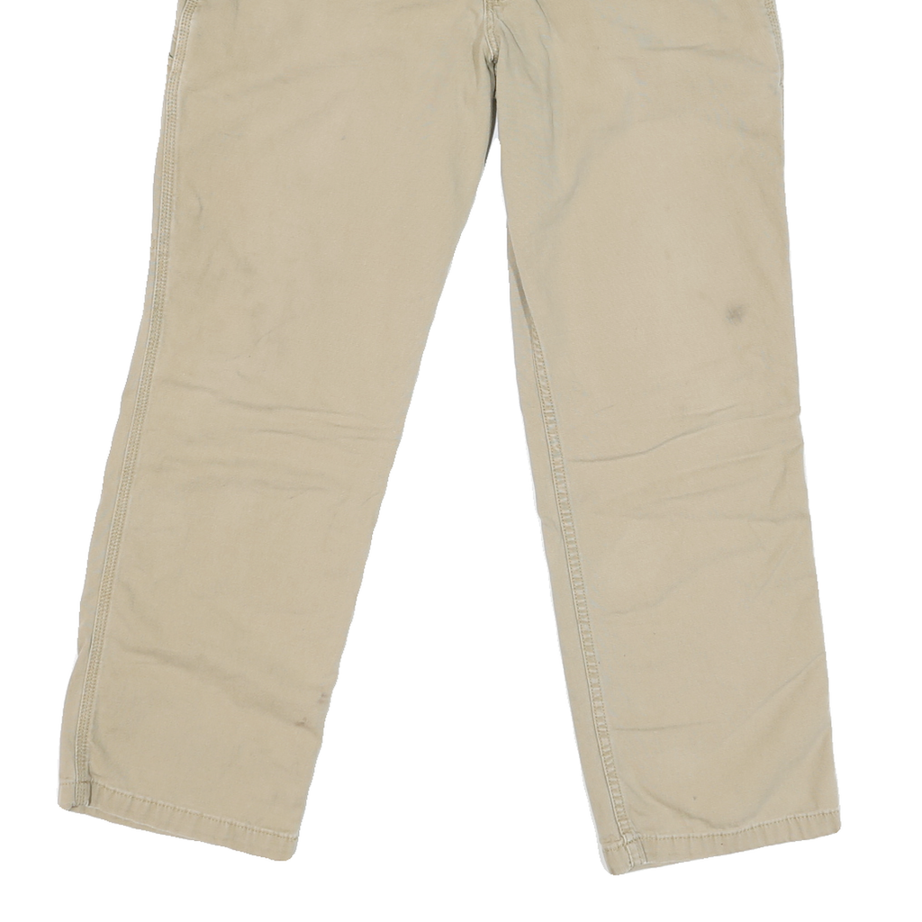 CARHARTT Mens Jeans Beige Relaxed Straight Cotton Blend W34 L27 Workwear Zip