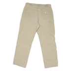 CARHARTT Mens Jeans Beige Relaxed Straight Cotton Blend W34 L27 Workwear Zip