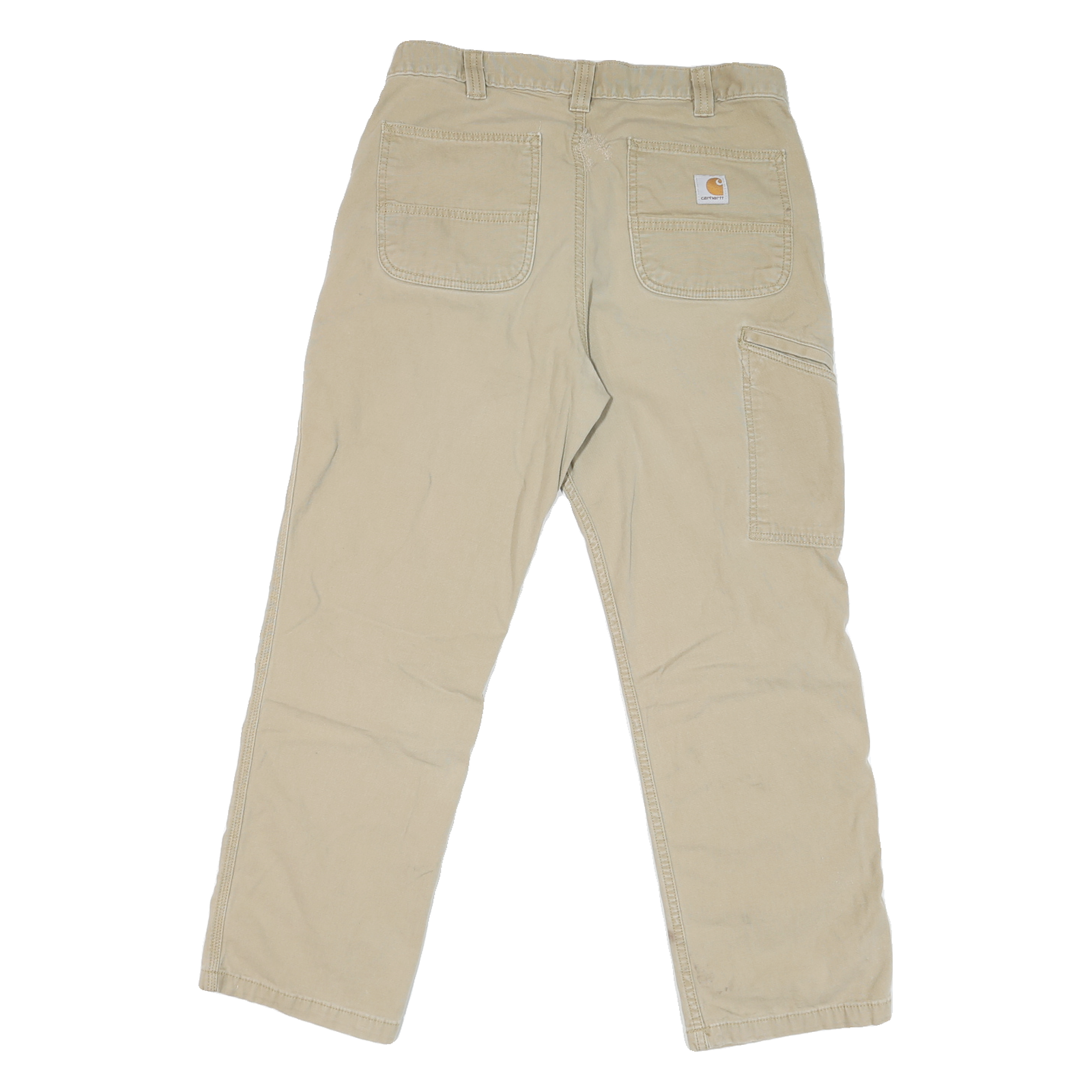 CARHARTT Mens Jeans Beige Relaxed Straight Cotton Blend W34 L27 Workwear Zip