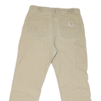 CARHARTT Mens Jeans Beige Relaxed Straight Cotton Blend W34 L27 Workwear Zip