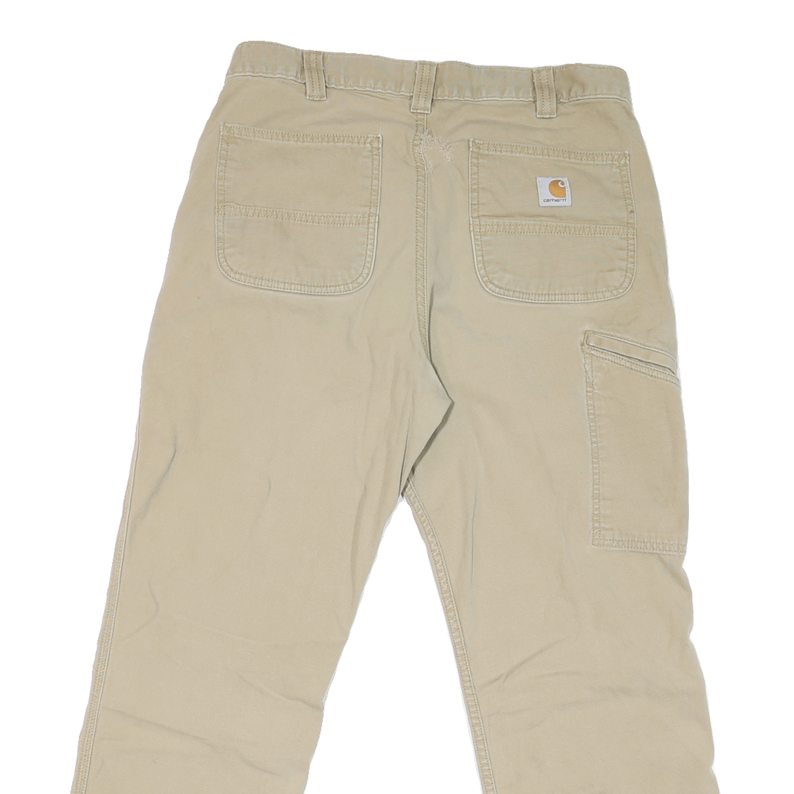 CARHARTT Mens Jeans Beige Relaxed Straight Cotton Blend W34 L27 Workwear Zip