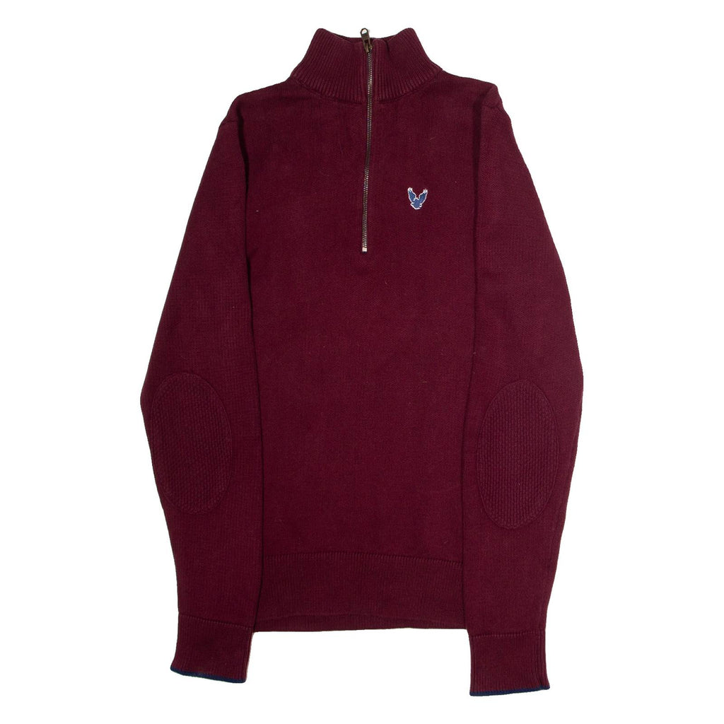 DIESEL Mens Jumper Maroon 1/4 Zip Tight Knit M