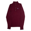 DIESEL Mens Jumper Maroon 1/4 Zip Tight Knit M