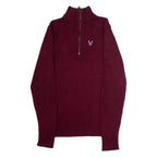 DIESEL Mens Jumper Maroon 1/4 Zip Tight Knit M